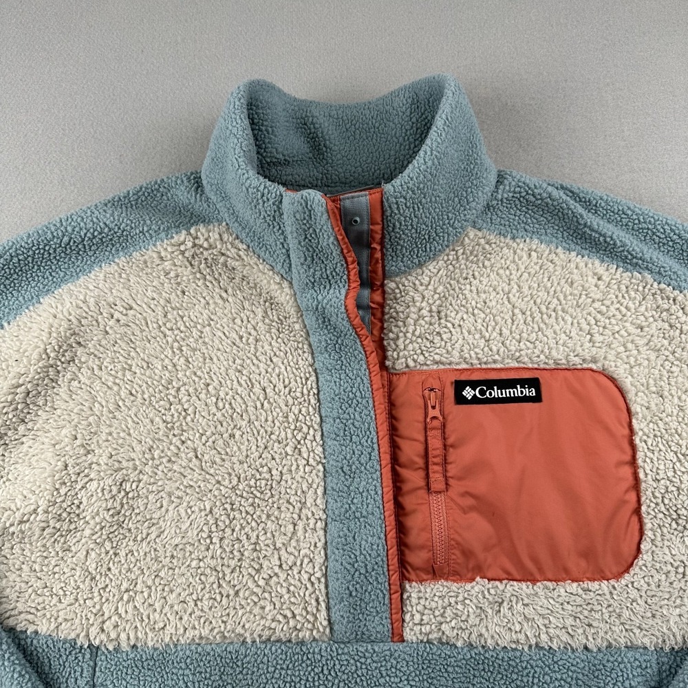 Columbia Women's Lodge Sherpa 1/2 Snap Fleece Pullover Size XL Stone Blue - Picture 2 of 11